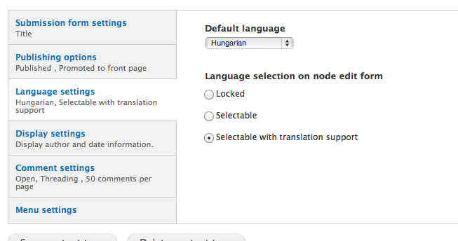 Language settings with translation module.